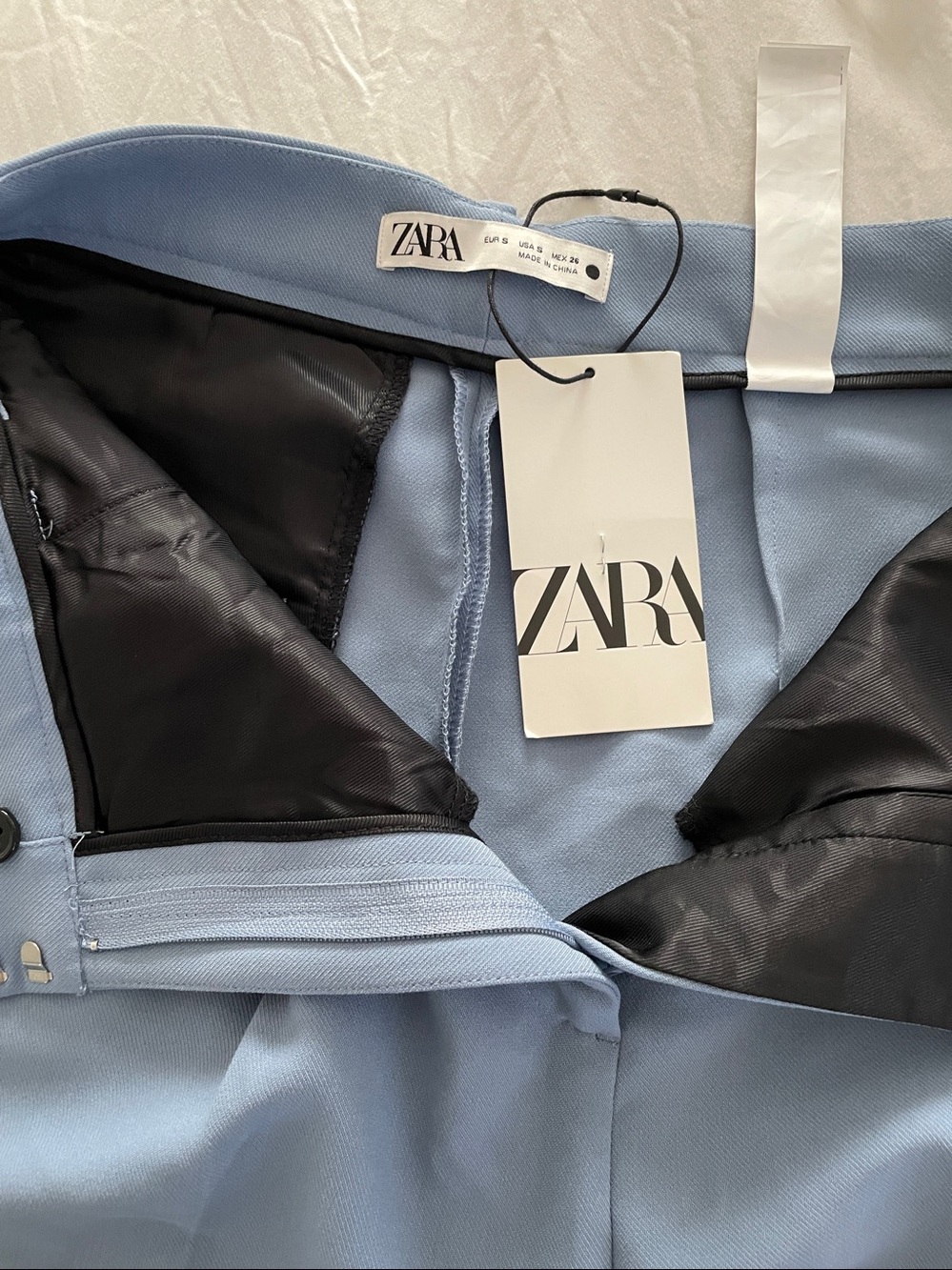 S: ZARA High Rise Wide Leg Trousers Pants Sky Blue NWT - Picture 6 of 8